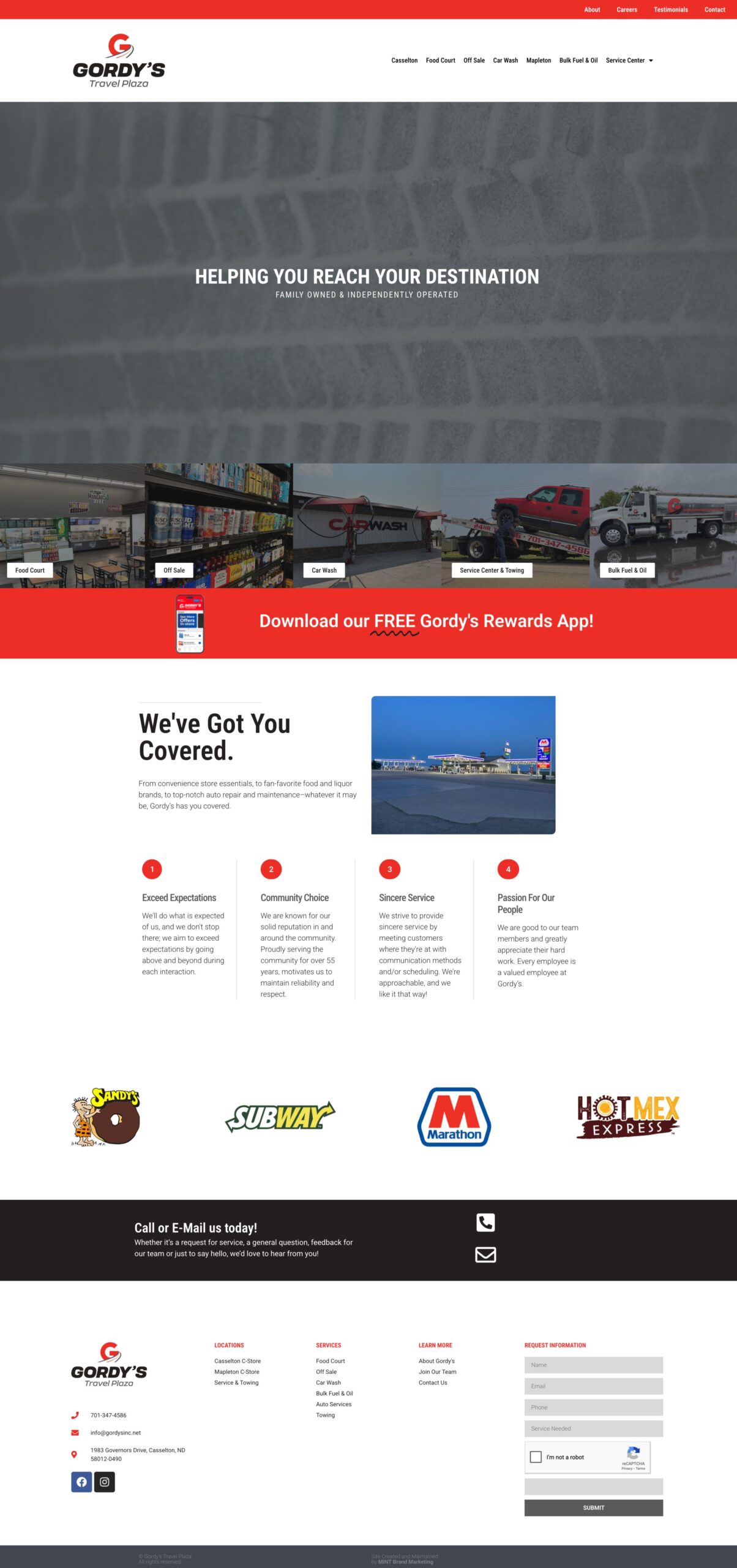 Screenshot of the Gordy's Travel Plaza website